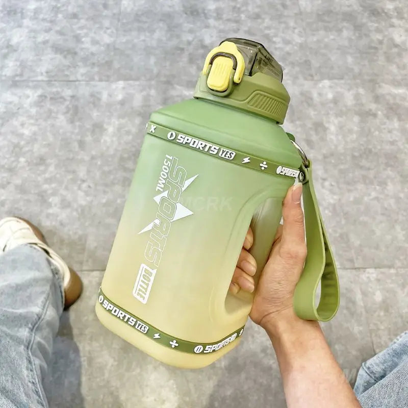 Large Capacity Sports Water Bottle – 1.5L / 2.3L Portable Silicone Bottle with Straw, Leakproof, Reusable for Fitness & Outdoor Activities
