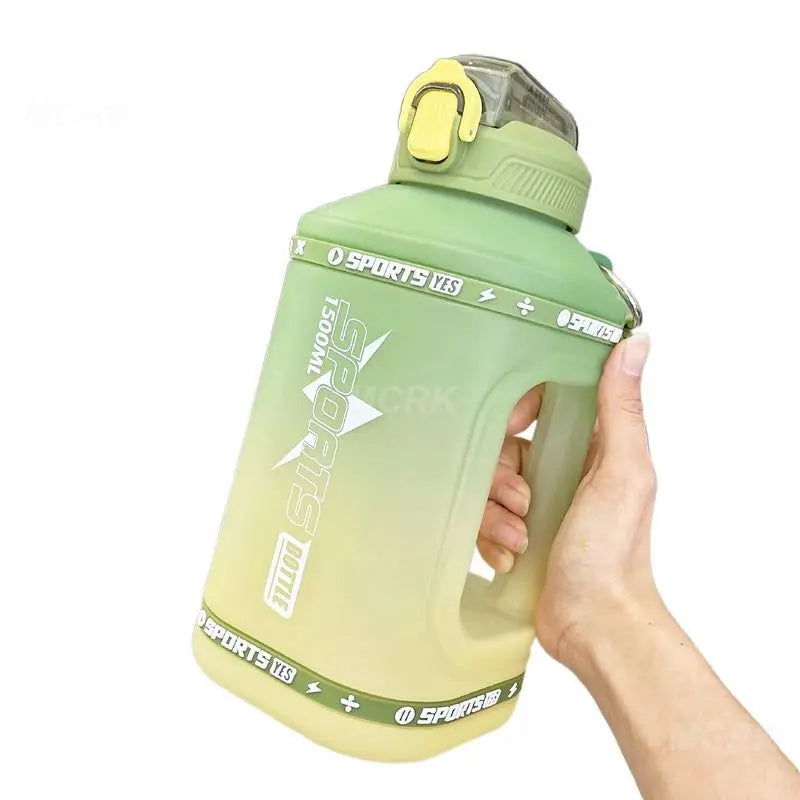 Large Capacity Sports Water Bottle – 1.5L / 2.3L Portable Silicone Bottle with Straw, Leakproof, Reusable for Fitness & Outdoor Activities